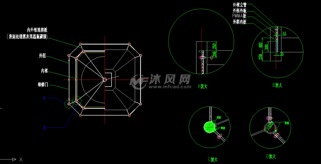 八角宫灯又称宫廷花灯结构图