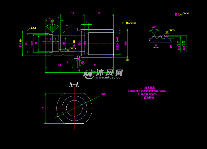 零件图放大尺寸夹具体工艺流程图毛坯图压紧套筒图纸参数图纸id