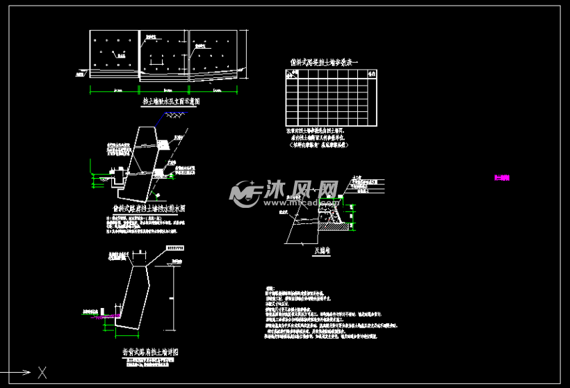 高速公路俯斜式折背式挡土墙工程施工图