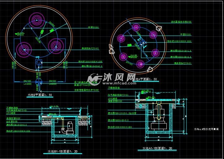 喷泉及跌水施工大样图