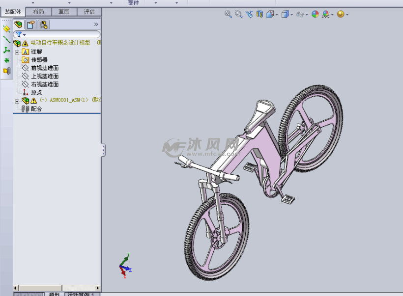 sldasm-角1电动自行车概念设计模型电动自行车概念设计模型是指以蓄