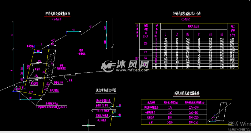 高速公路仰斜式挡土墙路肩墙设计图