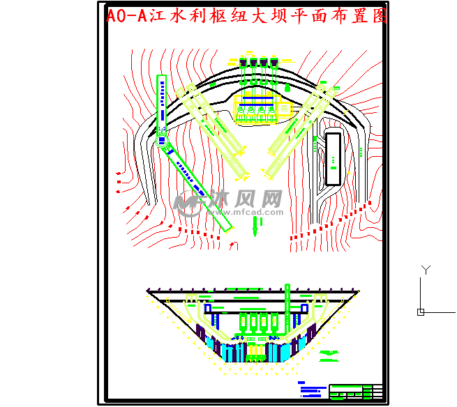 平面布置图a江水利枢纽同时兼有防洪,发电,灌溉,渔业等综合作用,水库