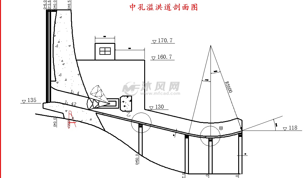 中孔溢洪道剖面图