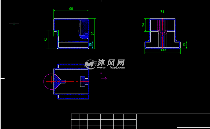 v型铁夹具二维总图 零部件模型图纸 沐风网