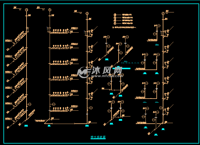 某6层宿舍楼给排水设计施工图- cad建筑图纸 - 沐风网