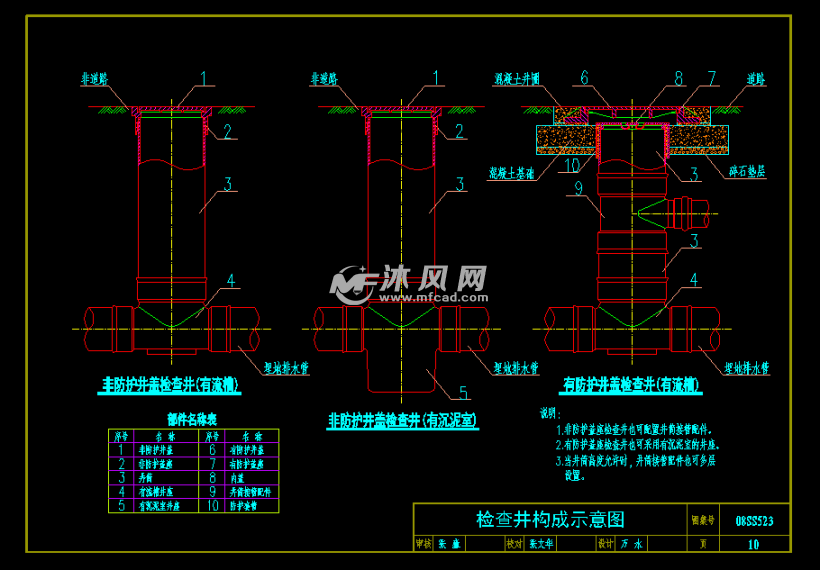 连接方法和主要材料尺寸,塑料排水检查井的雨水口等