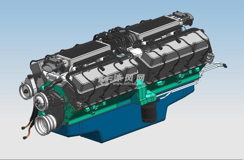 大马力柴油发动机模型 - 动力系统图纸 - 沐风网