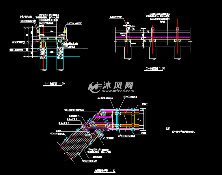 临水木栈道施工图- 小品及配套设施施工图图纸 - 沐风