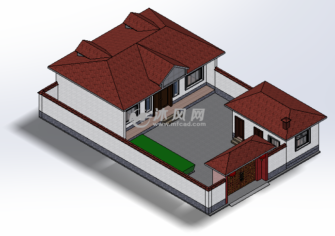 农村一层别院 - 建筑模型图纸 - 沐风网