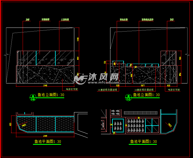 重新餐厅饭店海鲜鱼池设计详图- 详图,图库图纸