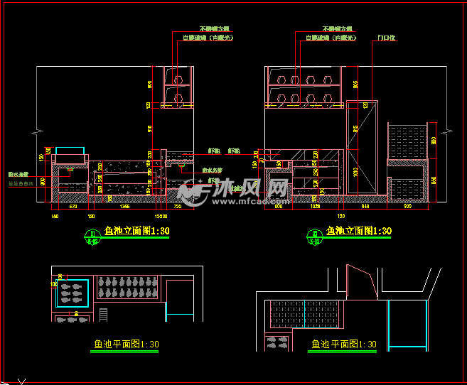 重新餐厅饭店海鲜鱼池设计详图- 详图,图库图纸