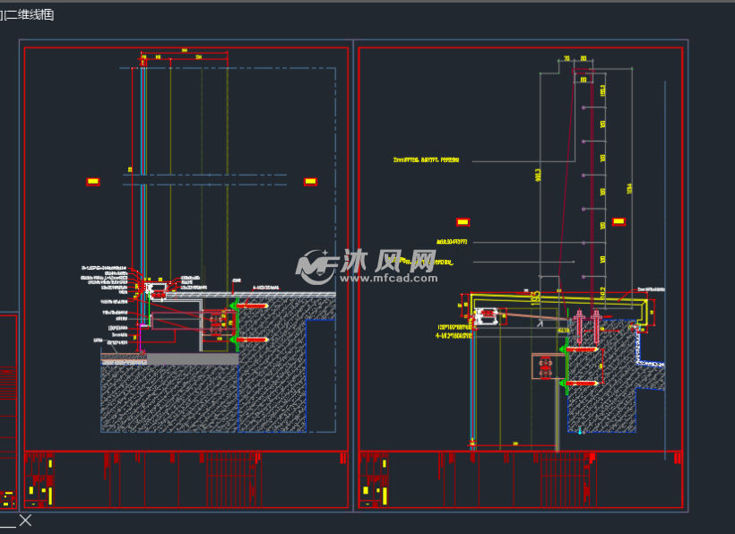 建筑图纸 详图,图库 幕墙节点施工图          幕墙面板材料:玻璃幕墙