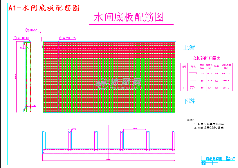 a1-水闸底板配筋图