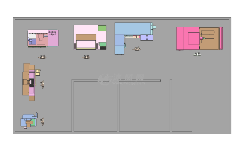 模房车间机床布局图 机械加工图纸 沐风网