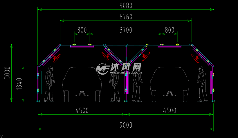 汽车厂照明灯棚 灯图纸 沐风网