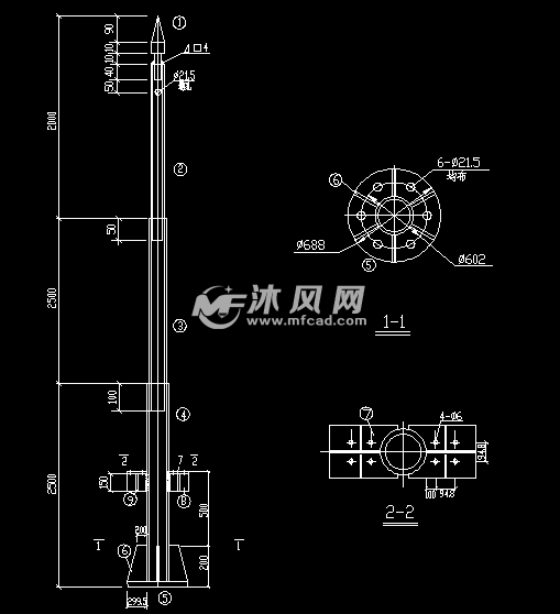 某通信单管塔结构详图 电气工程图纸 沐风网