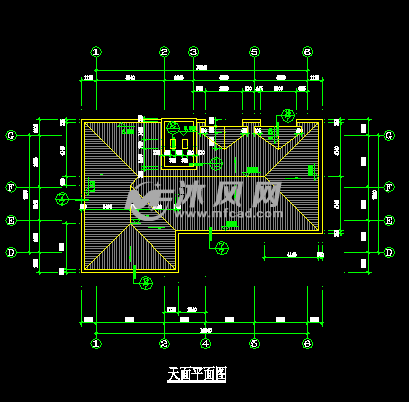 17米×16米别墅屋顶平面图