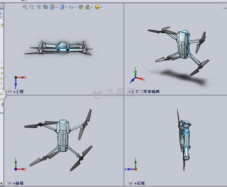 自制四轴无人机设计模型三视图