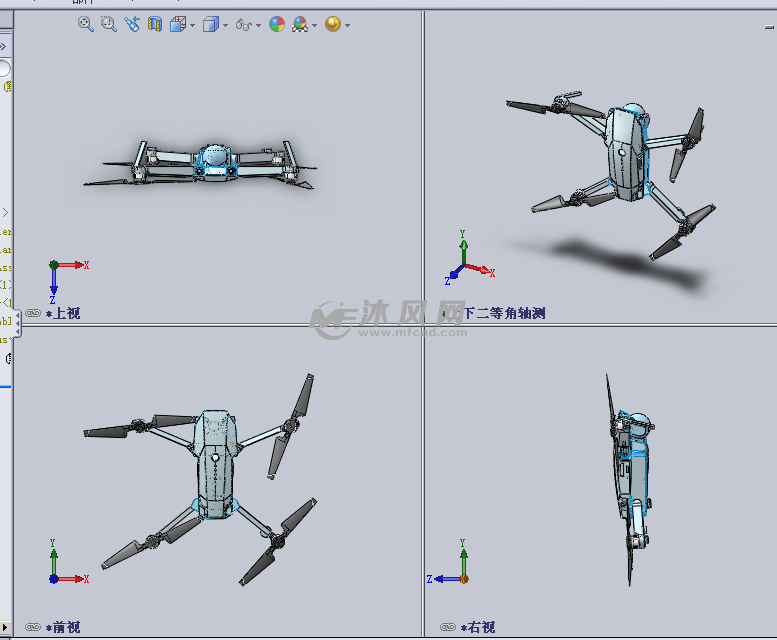 自制四轴无人机设计模型三视图