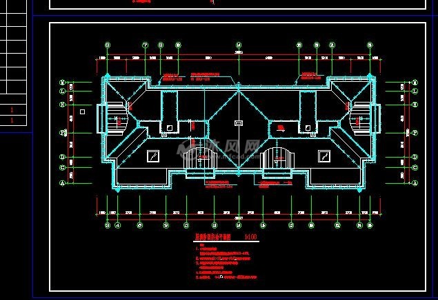 屋顶防雷接地平面图
