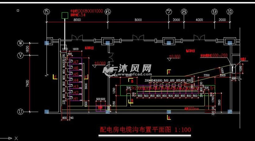 配电房电缆沟布置平面图,配电房照明平面图,变压器,低压配电柜安装