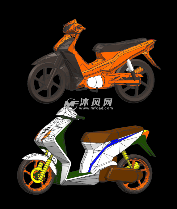 这是摩托车实物建模3d图,通过图片绘制出摩托车的主体,画图的模型非常