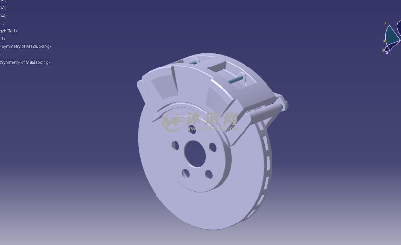 盘式制动器三维总装配图