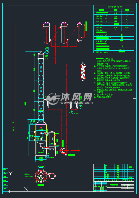 φ800酒精回收塔工艺流程