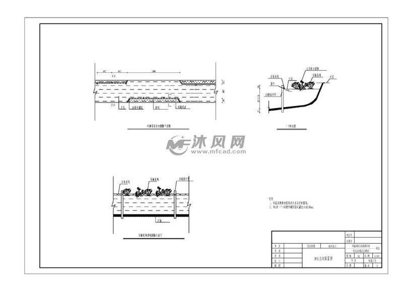污水生态处理生态沟厌氧池设计图