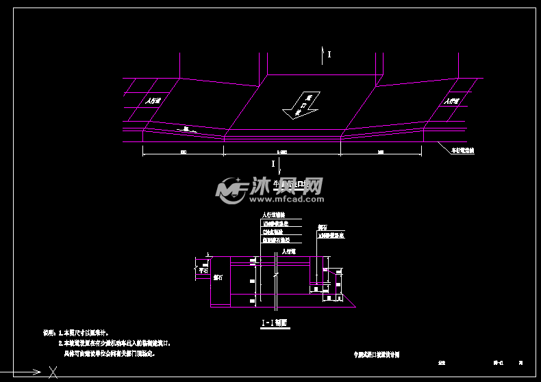 交叉路口盲道及坡道等无障碍设施图- 详图,图库图纸