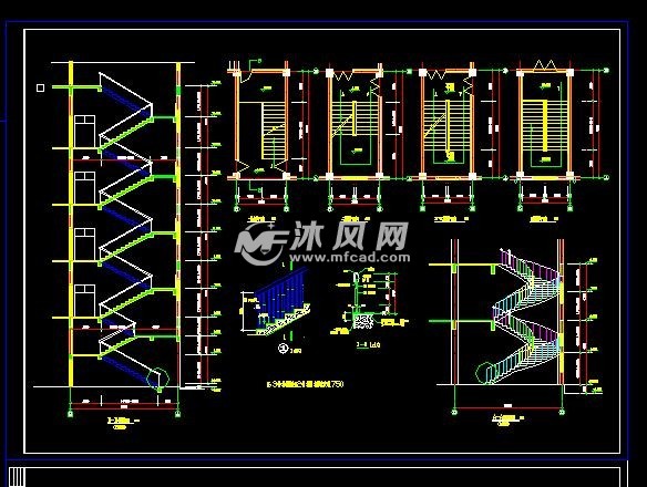 各侧立面图,详细设计说明及窗户配表,一到五层平面图,顶层平面图,楼梯