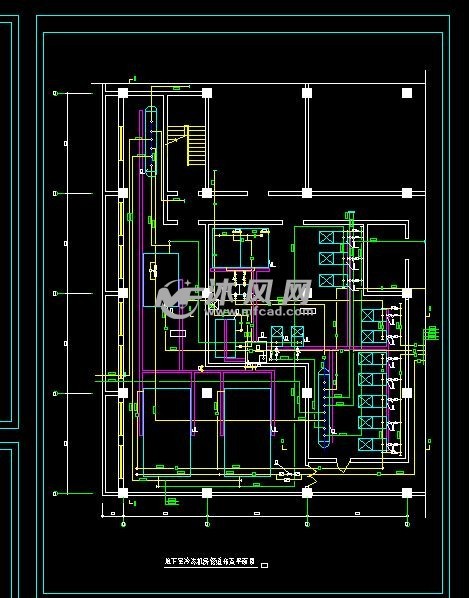 地下室冷冻机房管道布置平面图