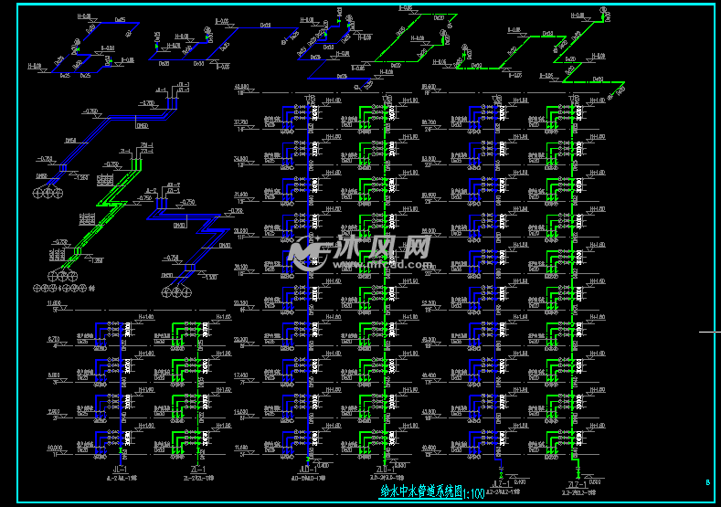给水中水管道系统图