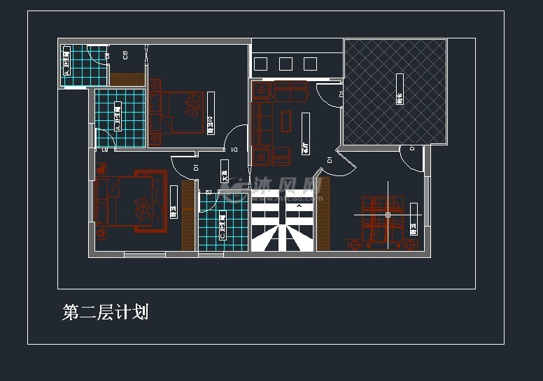 30"x50"双层公寓别墅房屋平面图