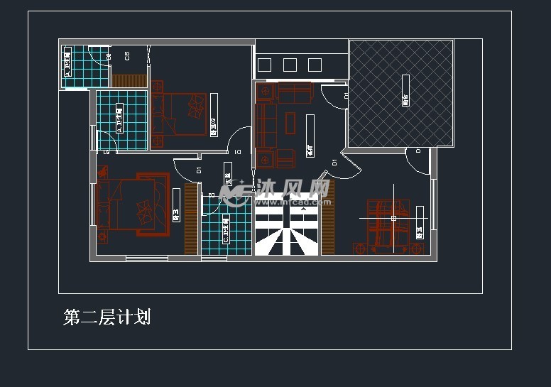 30"x50"双层公寓别墅房屋平面图- 住宅建筑图纸