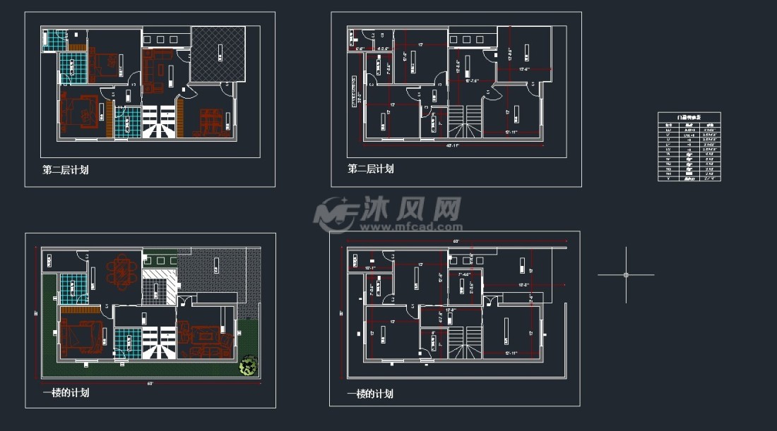 30"x50"双层公寓别墅房屋平面图- 住宅建筑图纸