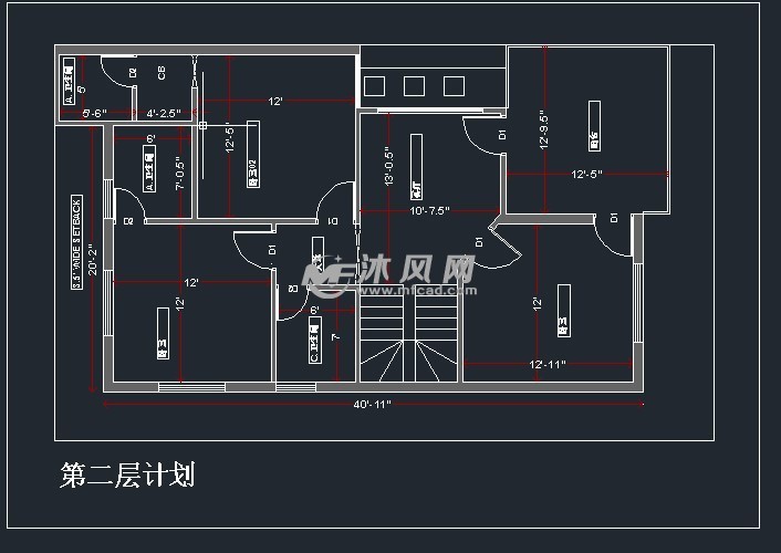 30x50双层公寓别墅房屋平面图