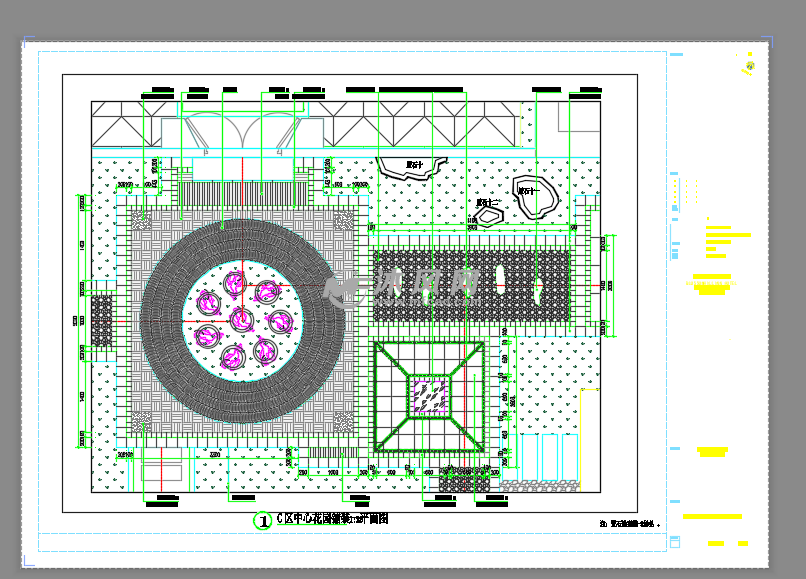 c区中心花园铺装一平面图