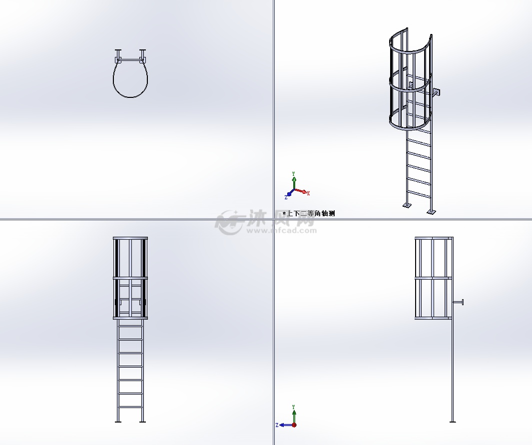工业笼式防护爬梯模型