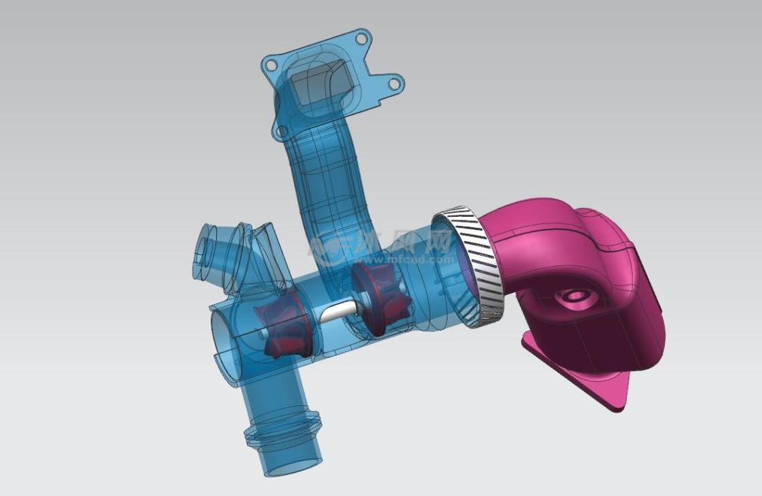 汽车涡轮增压器三维模型设计 - 通用设备图纸 - 沐风网