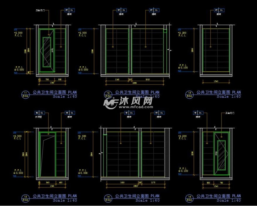 公共卫生间立面图