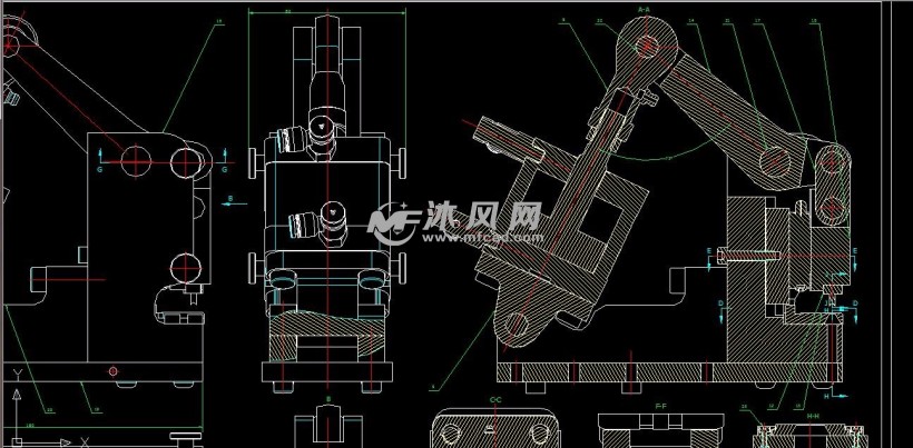 气动冲条形孔冲孔机冲床装置 二维图纸