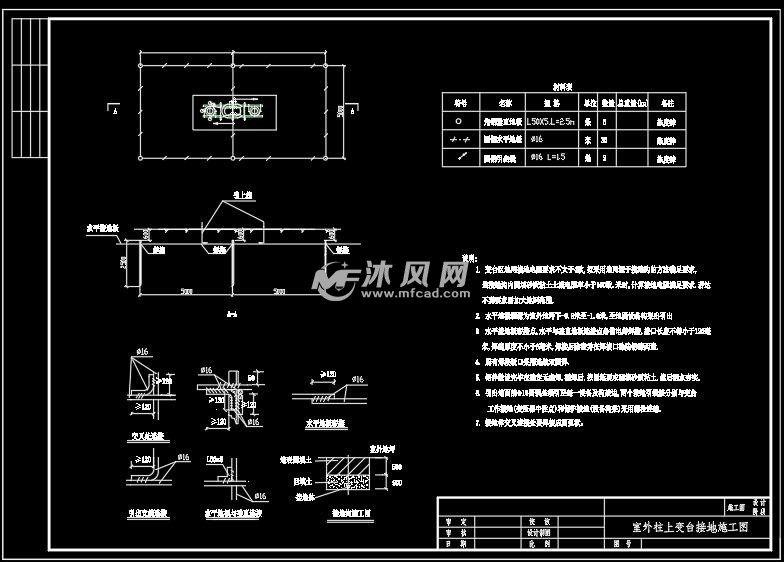 室外柱上变台接地施工图