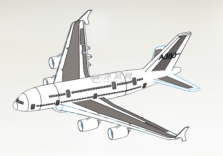 空客a380原型机飞机模型,该模型可以编辑,包含参数,详细刻画