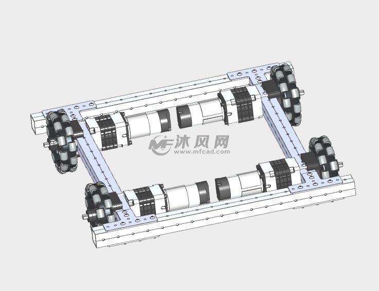 三款四轮机器人车底盘模型