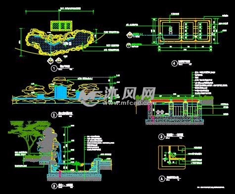 假山跌水鱼池图纸