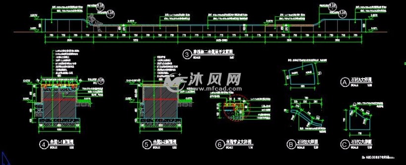 公园异形坐凳详图 小品及配套设施施工图图纸 沐风网