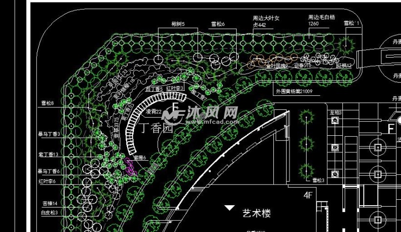 北方某中学校区种植设计施工图