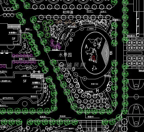 北方某中学校区种植设计施工图- 园林绿化及施工图纸 - 沐风网